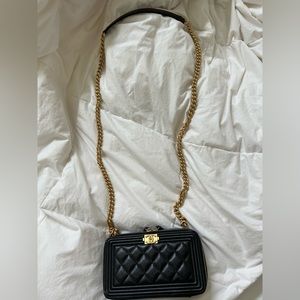 Chanel Boy Zipped Phone Holder with Chain